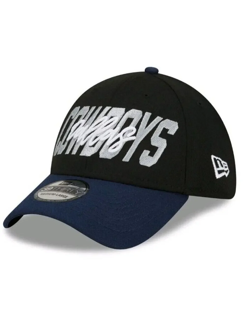 Dallas Cowboys Cap New Era Black/Navy 2022 NFL Draft 39THIRTY Large/XL Flex Hat